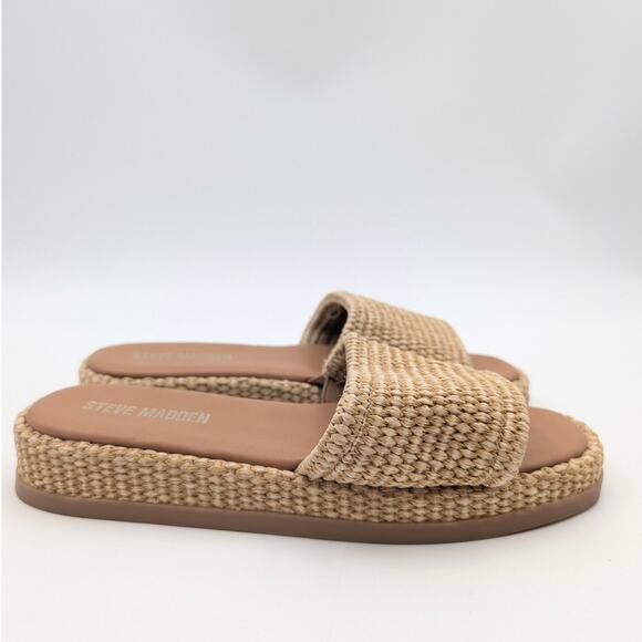 Steve Madden Boardwalk Espadrille Slide Sandals Natural Raffia Size US7.5M EU38 - Picture 3 of 9